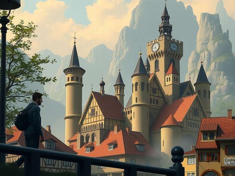 A majestic, sunlit fortress carved into a cliffside, representing Casterly Rock