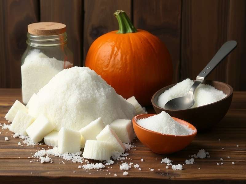 Various sugar types including caster sugar, granulated, and powdered sugar in bowls