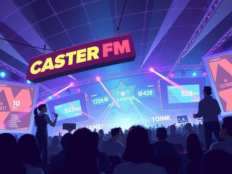 Modern audio broadcasting studio with professional equipment