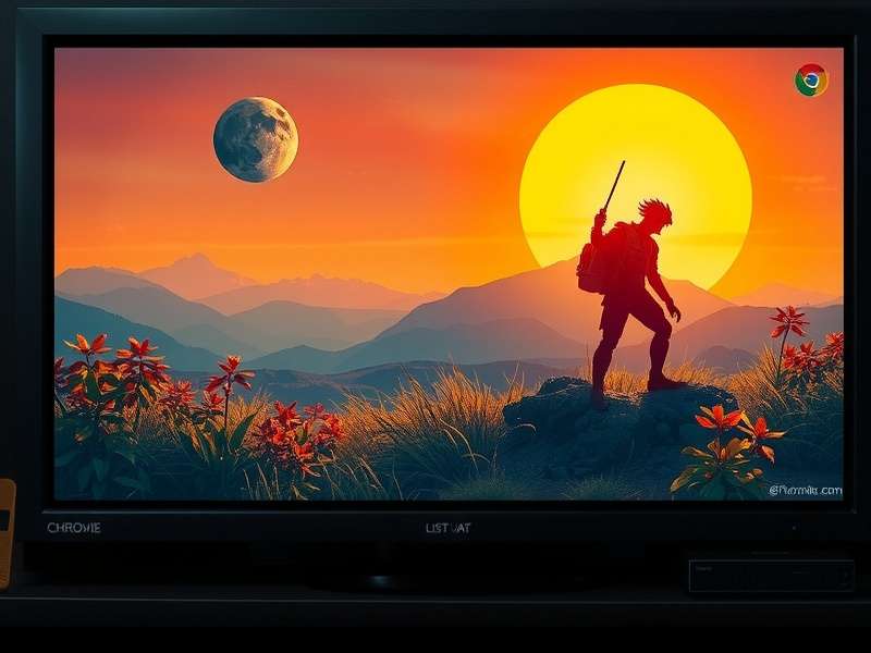 Modern streaming setup with multiple screens displaying Chrome Tv interface