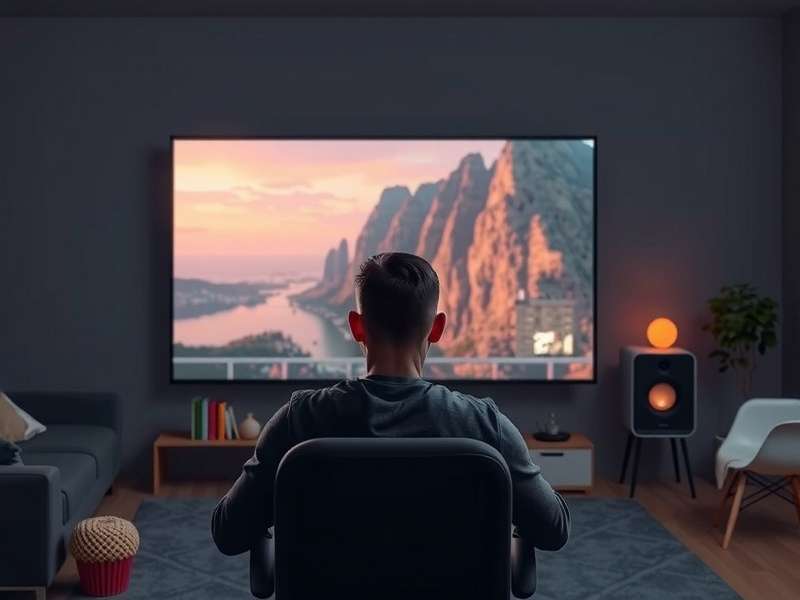 A smartphone screen being wirelessly cast to a large television display