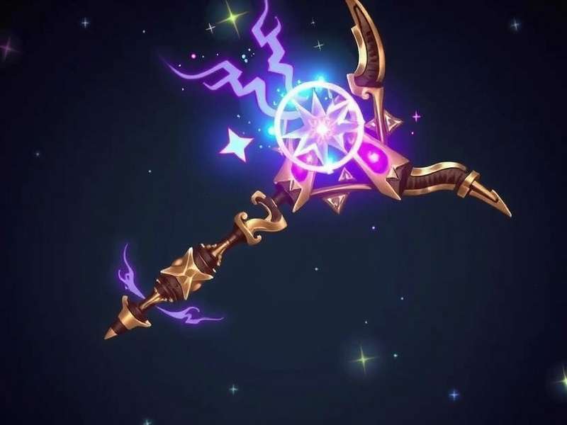 An ornate fantasy wand glowing with magical energy on a ancient spellbook