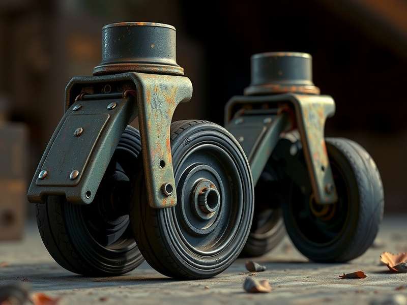 Heavy duty industrial castors under machinery in Indian factory