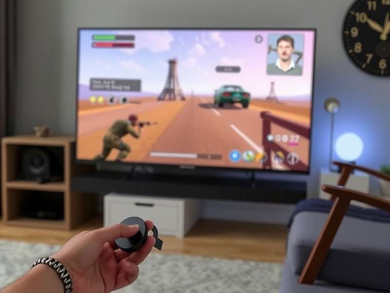 Google Chromecast with Google TV remote on a coffee table