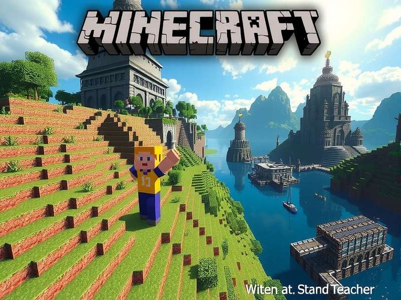 Caster Minecraft – a magical landscape with Evoker, Witch, and spell particles