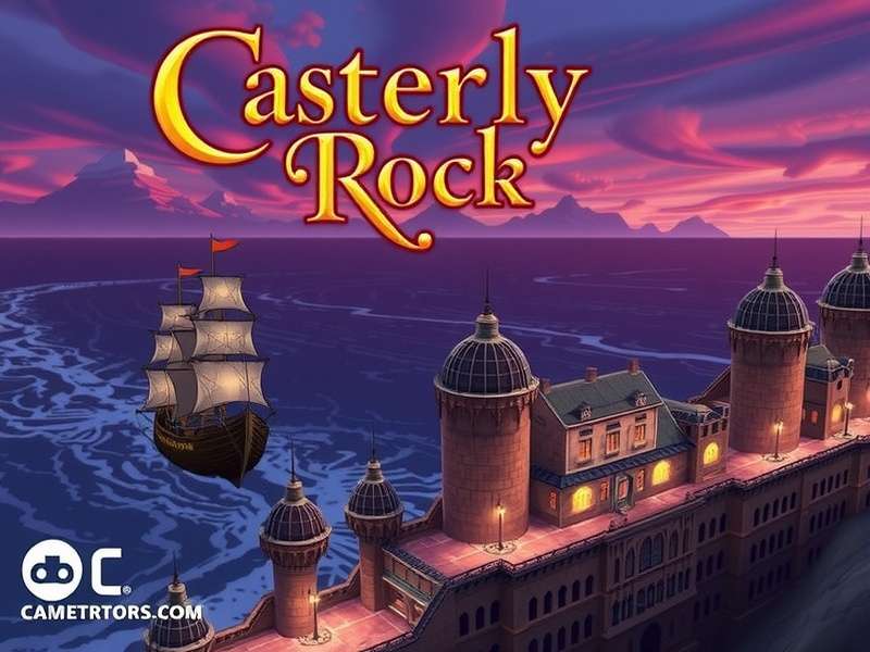 A dramatic digital painting of Casterly Rock, the fortress of House Lannister, rising above the Sunset Sea.
