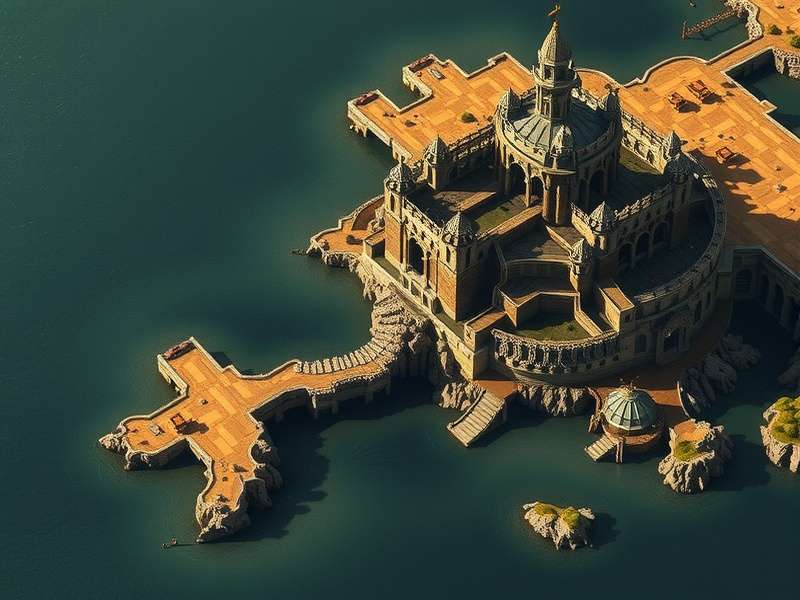 Casterly Rock Game Of Thrones Map – panoramic view of the Lannister fortress carved into a mountain beside the Sunset Sea