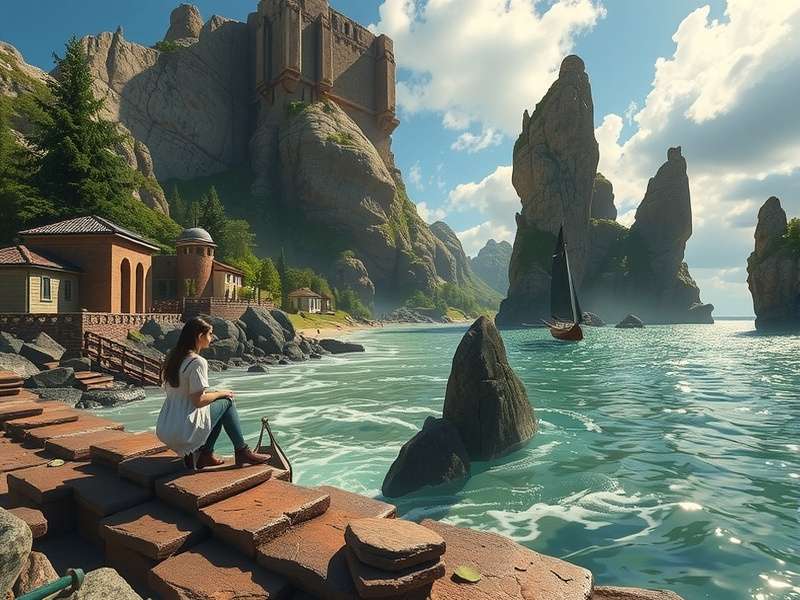 Casterly Rock and Highgarden – a dramatic landscape showing the twin fortresses of Lannister and Tyrell power.